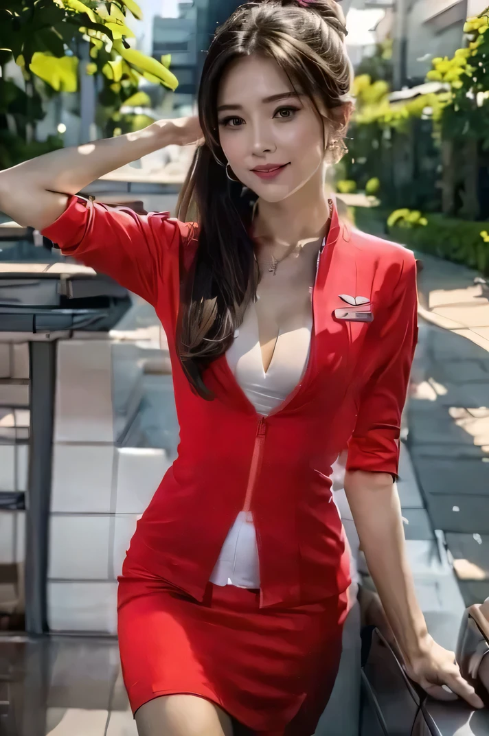 AirAsia stewardess uniform、AirAsia's red jacket