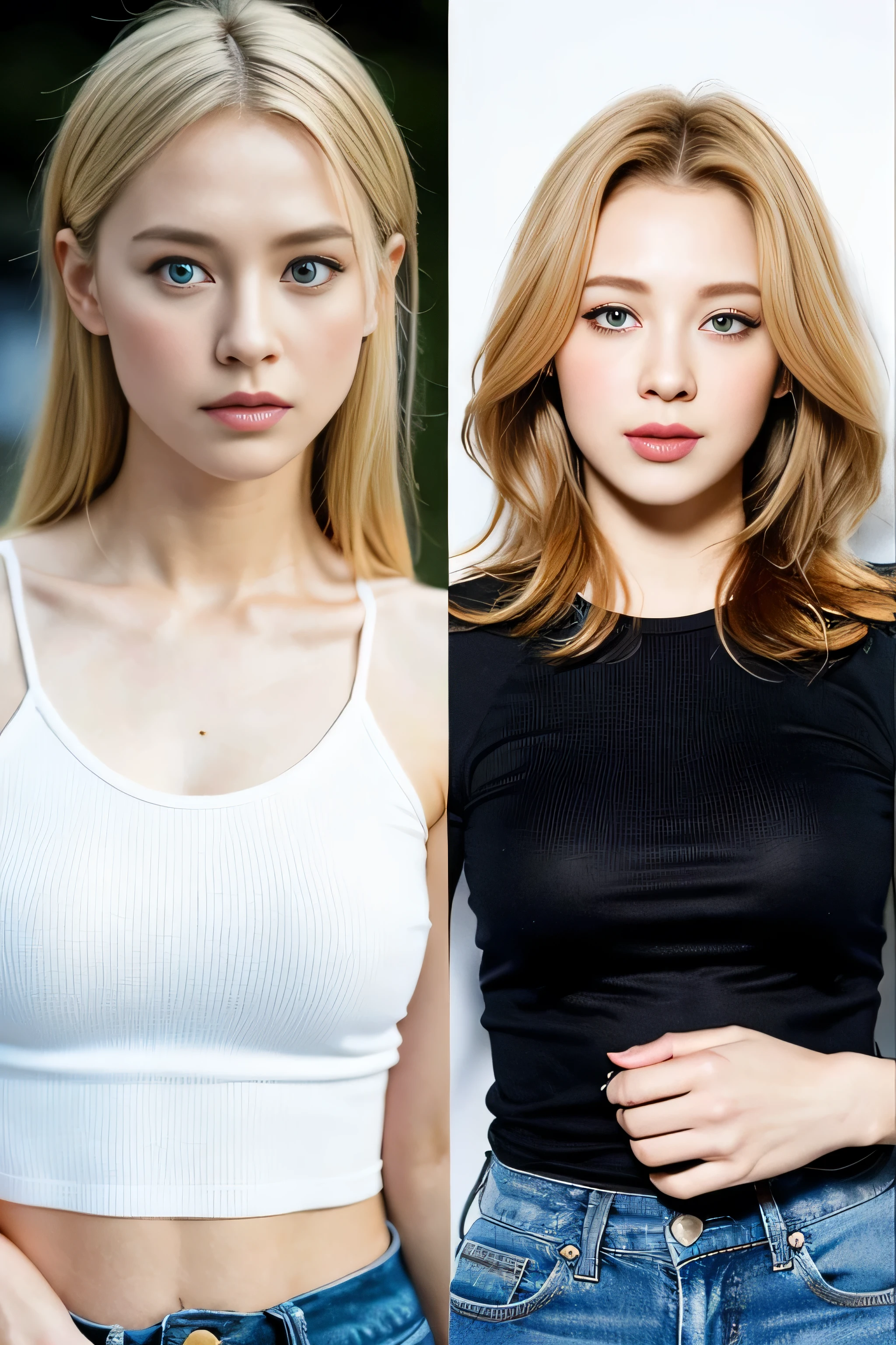 Make “A resume picture of a girl who 19-year-old girl, has “A mixed look” of: Denise Zich(German actresses) and Anna Andreyevna(Russian Actress), has noticeble brigh blue eyes and yellow hair and a world top-class beauty.