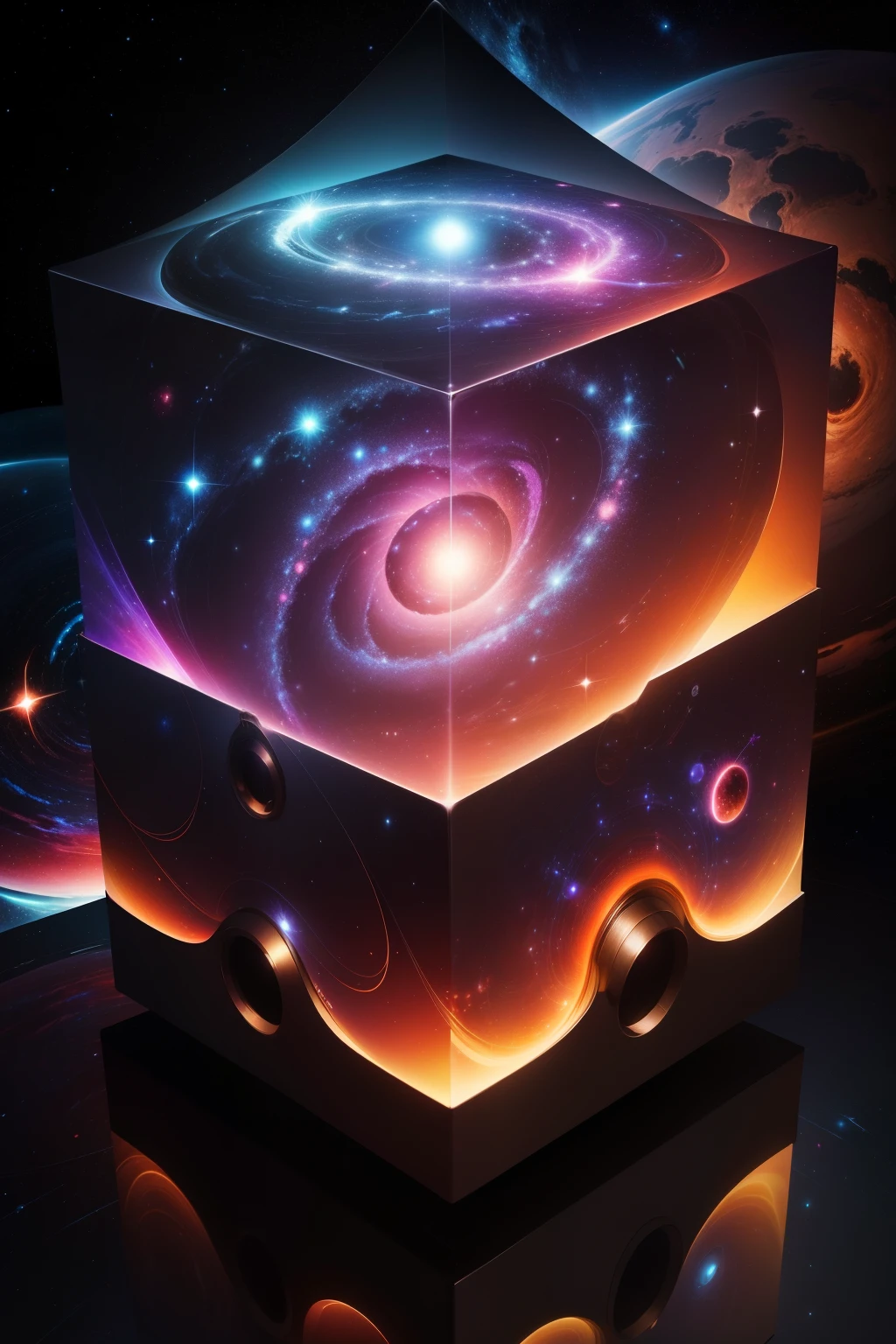 In the heart of this intriguing universe, contained within a cubic realm, swirls a cosmos of boundless wonder. Galaxies, stars, and planets align in perfect harmony, all suspended in the endless expanse of this microcosmic paradise. The intricacies of space-time dance elegantly within the confines of the cube, unfolding mysteries that challenge the limits of human imagination.

This universe, ensnared by the iron grip of the cube, remains untouched by the laws of reality. Here, the impossible becomes possible, and the unimaginable becomes reality. Colors ignite the darkest corners, filling the cosmos with hues that defy