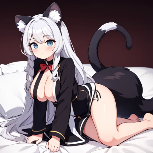 Only master piece,full 4k Hd defiition,only anime girl,panther girl,animal ears,panther ears,gray-white ears,white hair,long hair, hunter dress,brown,sexy dress,large dress,large,hunter bow,bow in han, breast,beatiful breast,,sexy ,panther tail,fluffy tail,long tail,white tail ,thigs,brown legs,sexy legs,panthythose,dark brown panthythose,full body,sexy hunter pose