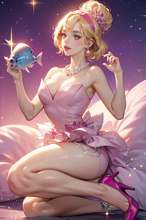 Gigi is a purple frog with a blonde bob haircut. She wears heavy seafoam eyeshadow and pink lipstick. She also has a beauty mark on her left cheek. Gigi's initial clothing is the Beaded Tank. She also wears gloves and footwear. SPARKLE; GLITTER