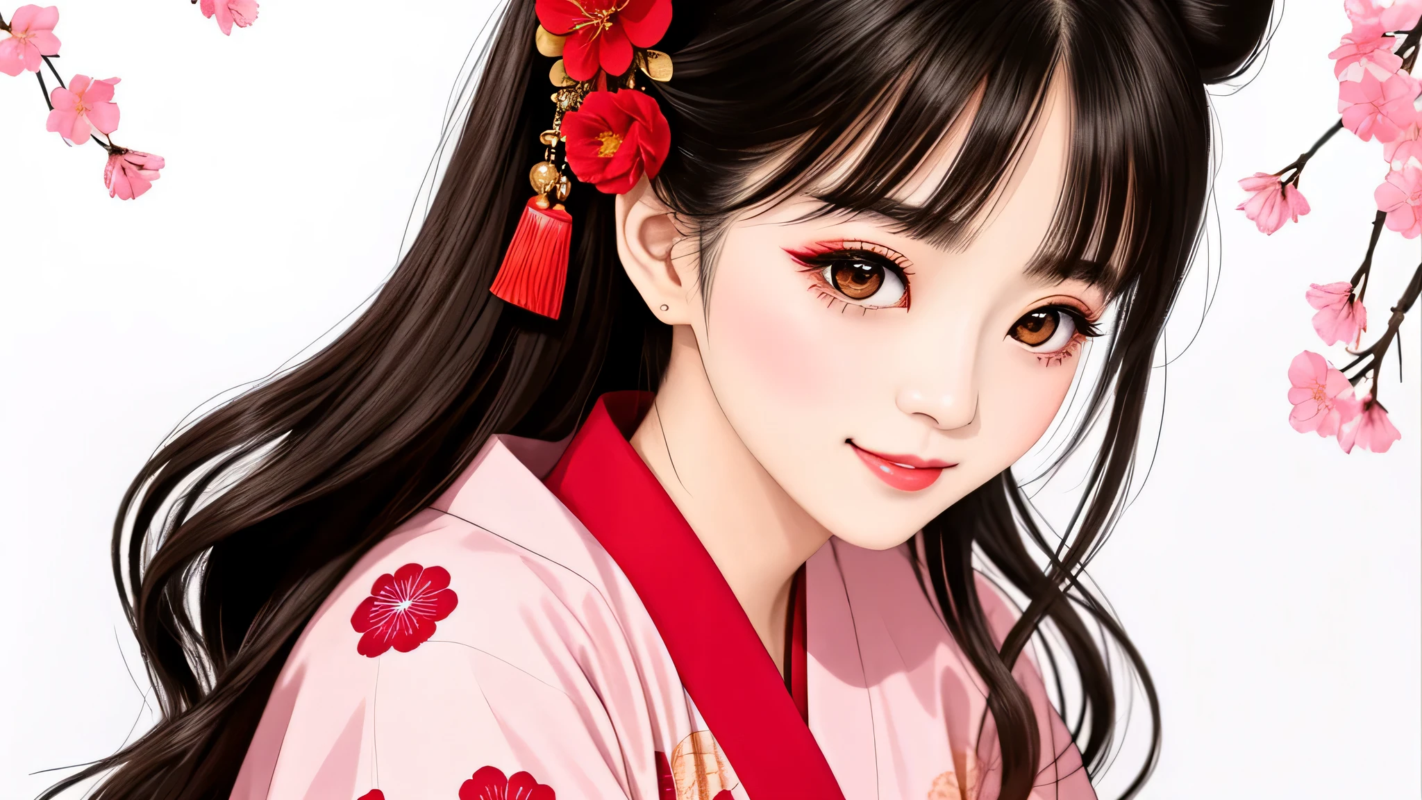 Each has a different expression2People and sisters、(2 girls)、⦅Dancing traditional performing arts gracefully)、((big breasts、small face、not exposed))、highest quality、masterpiece、(black hair、Bun Hair)、brown eyes、⦅wide angle、Angle from above, from the waist up、Pause on the magazine cover、Each person has a different perspective when looking into the distance⦆、(8K high quality、masterpiece、High resolution、Realistic and beautiful light and shadow、(highest quality)、(high resolution)、(very delicate and beautiful)、(beautiful 8k face)、(Close your eyes while smiling、Beautiful eyes)、(Transparent skin)、(soft hair)、(8head and body)、(Japanese-style yukata kimono with red, pink, and orange floral patterns on a white background, mixed with gold powder、Five beautiful Japanese girls wearing yukata)、((tanabata decoration background))、((small face))、(arms up)、thin and small nose、(red lipstick)、(make cheeks red)、(Glossy skin)、((Ink painting style))、extremely thin eyebrows、Overall super high quality、(She wears maiko-style makeup)、Whitening、long and beautiful eyelashes、Glossy skin、(red cheeks),straight nose、masterpiece、highest quality、whole body、 eyebrows visible through hair、Bun Hair、grin、gal、Kogal、Viewer's perspective、Plaid、Fashionable、woman、fine、Pause、
Waiting to start