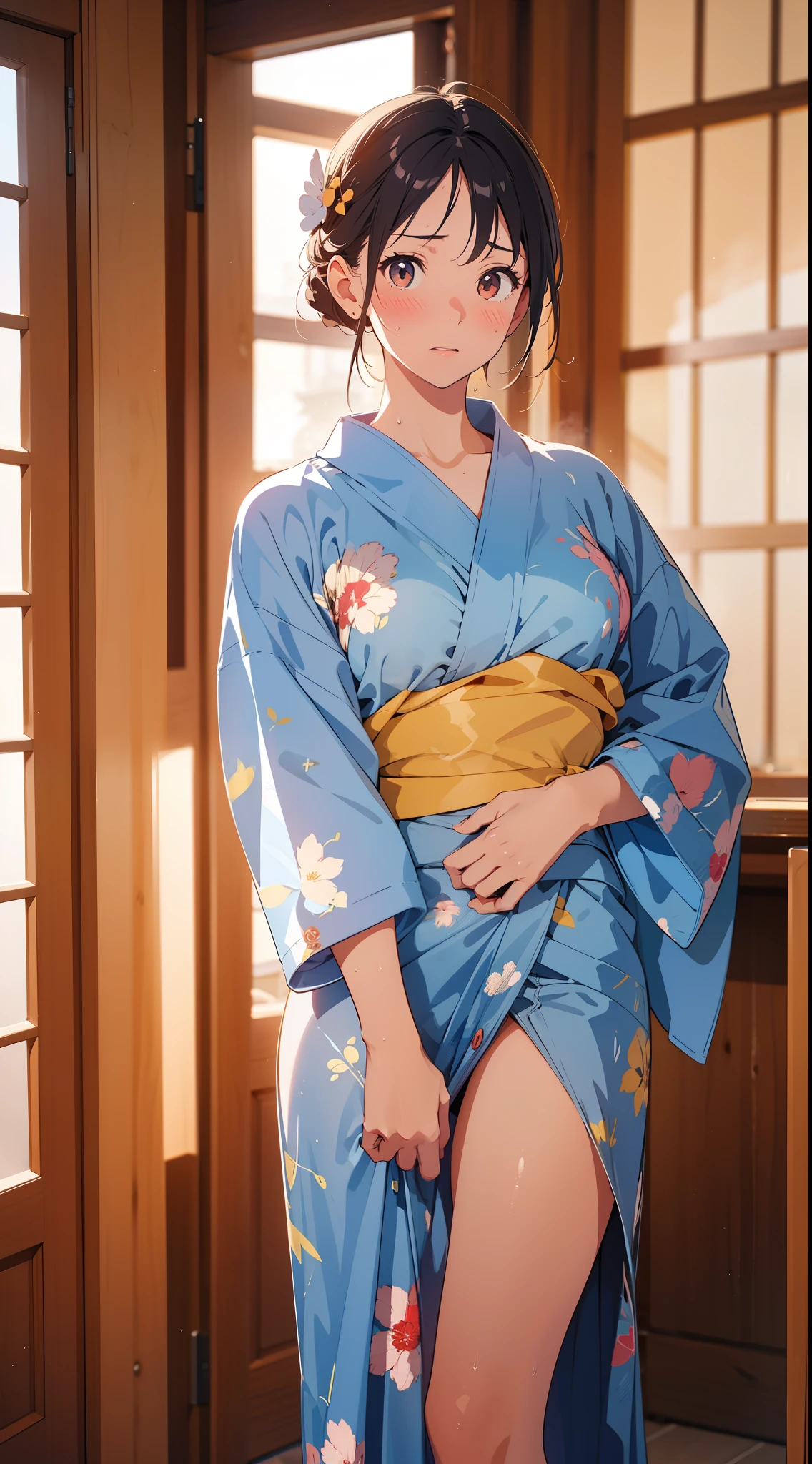 (extremely detailed CG unity 8k wallpaper), (masterpiece), (best quality), (ultra-detailed), (best illustration), (best shadow), (absurdres),
BREAK
girl, sweat, steam, medium breast, embarrassed, shy, looking at viewer, nsfw,