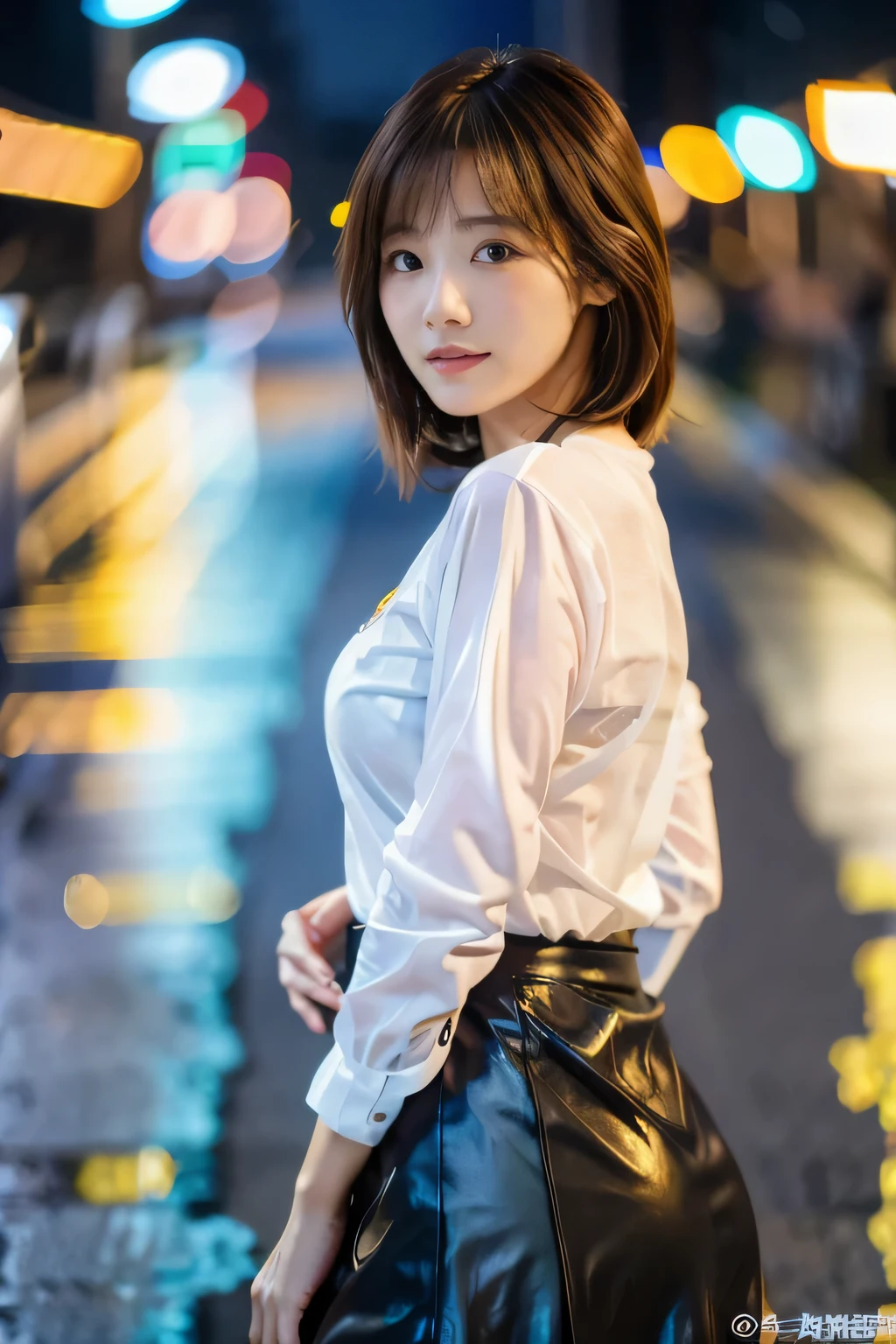 (In a business district at night in the rain:1.5)、(Soaking wet and smiling:1.5)、(A cute 20 year old woman:1.5)、(The best quality at its best:1.4), (Super detailed), (Very detailed CG unified 16k), Beautiful woman with perfect figure: 1.4, Sharp focus: 1.2, Very detailed, High-quality RAW color photos, Professional photography, Great face and eyes, cosmetics, (Amazingly beautiful girl), ((White blouse and grey tight skirt:1.5)), Realistic movie faces, Full body long view from head to toe, Realistic, ((Realistic natural orange red hairstyle)), ( Short Bob Hair:1.5), (necklace:1.5)、, Very beautiful face, Perfect model beauty, Mouth swelling, Highly detailed face and skin texture, Fine grain, double eyelid, Medium chest, (masterpiece), Highest quality, High resolution, Very detailed, Blurred Background, Depth of written boundary, Cinema Lighting, Great legs, , Clear, well-maintained skin,((Full body shot from head to toe:1.5))