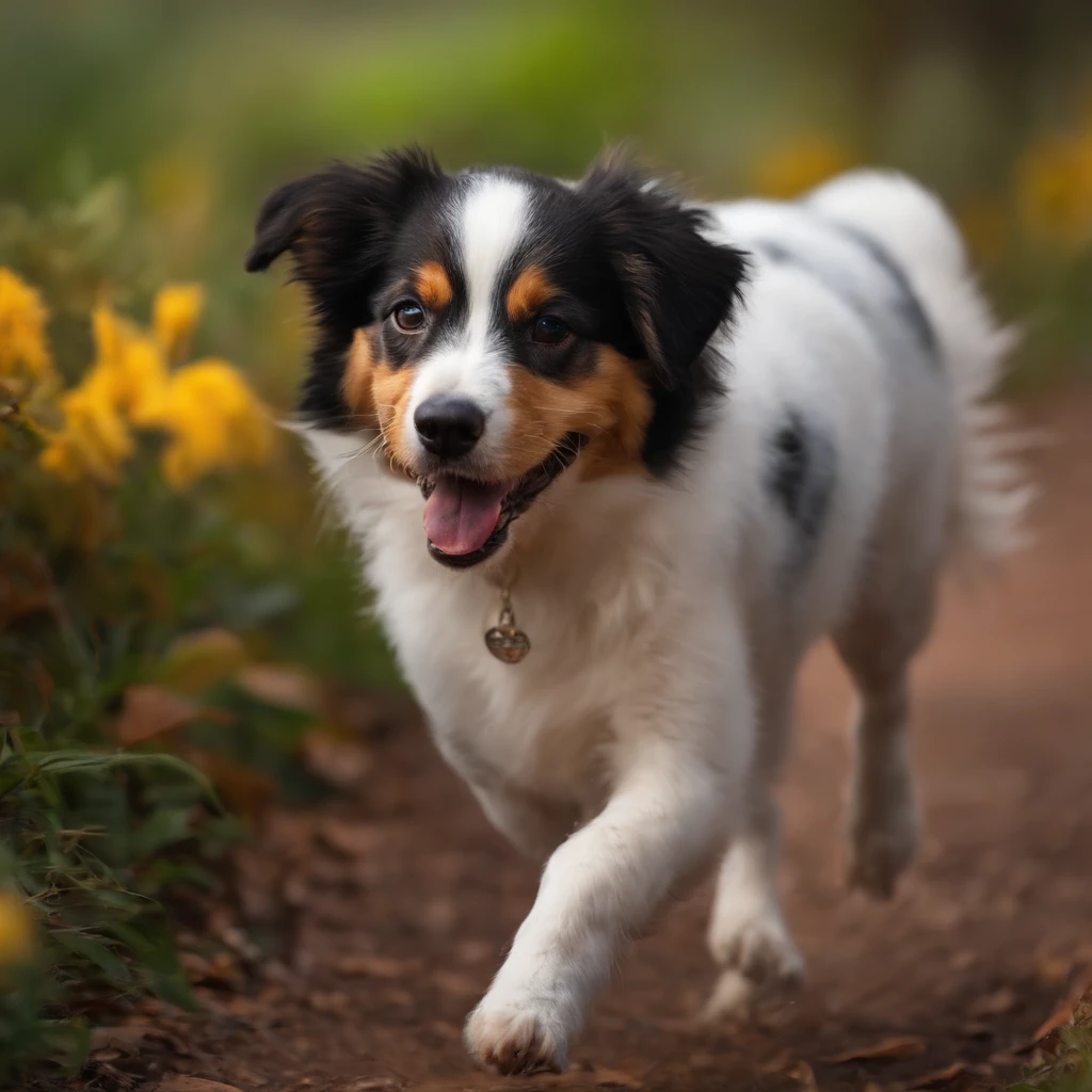 Uma cachorro correndo no parque