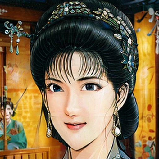 NSFW,perfect face,Suikoden,Lady Lin,Large areola、full nude、full body、dark pubic hair、Cloudy semen overflows from the female genitals、Pubic hair of the same color as the hair、messy hair、Traditional Chinese House