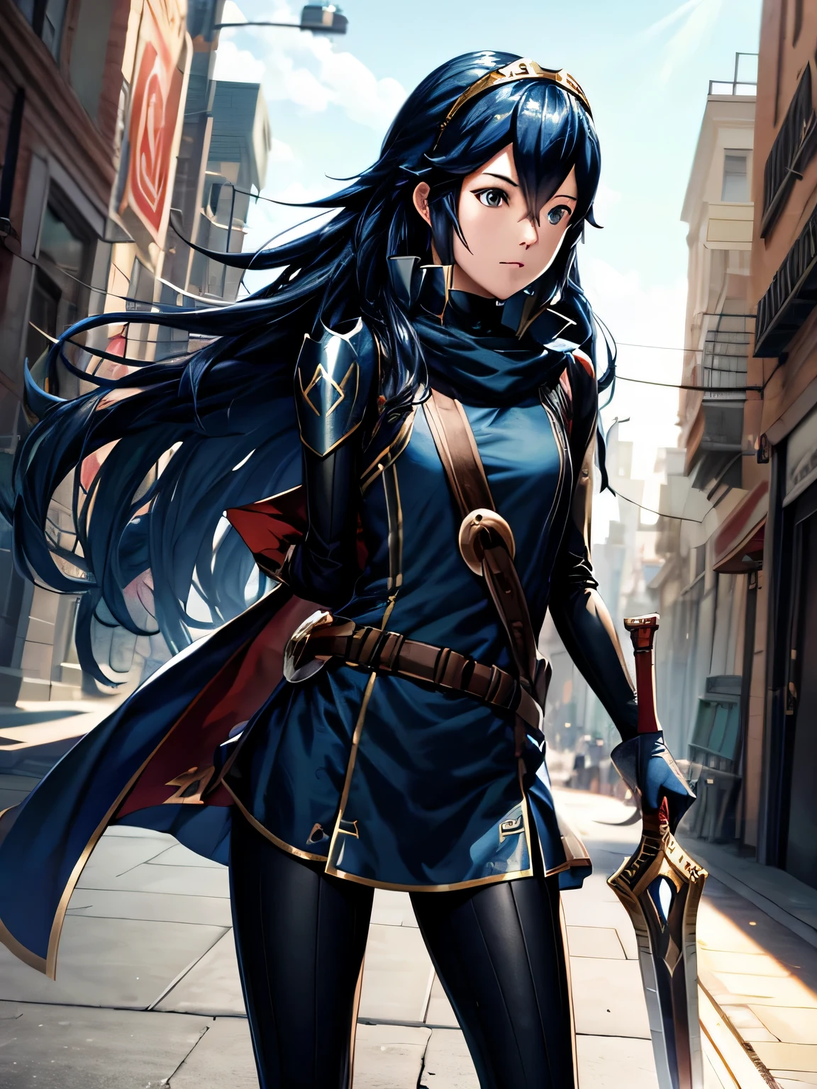 Fire emblem,Lucina,1girl,prepare a sword（Falchion）,cool