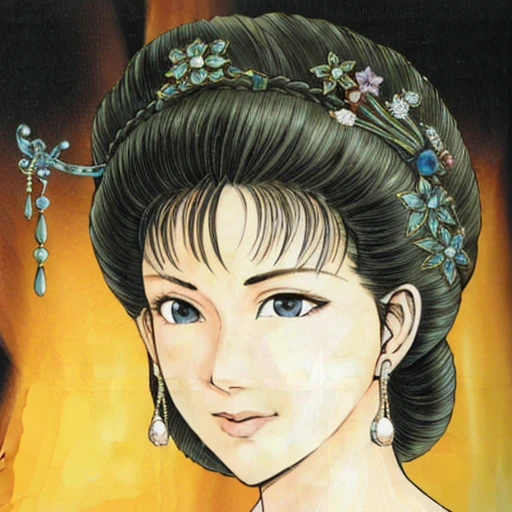 NSFW,perfect face,Suikoden,Lady Lin,Large areola、full nude、full body、dark pubic hair、Cloudy semen overflows from the female genitals、Pubic hair of the same color as the hair、messy hair、Traditional Chinese House