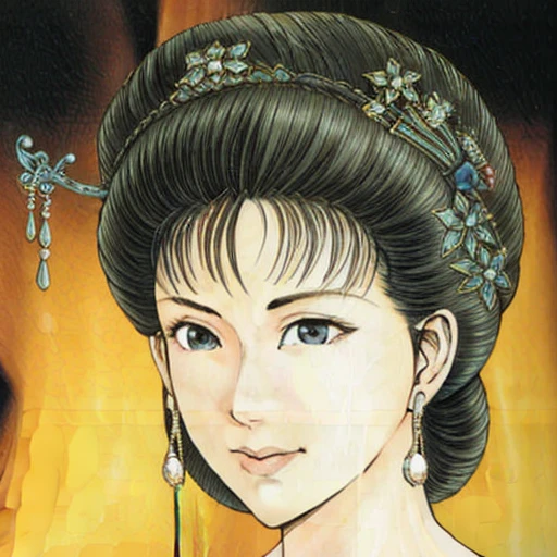 NSFW,perfect face,Suikoden,Lady Lin,Large areola、full nude、full body、dark pubic hair、Cloudy semen overflows from the female genitals、Pubic hair of the same color as the hair、messy hair、Traditional Chinese House