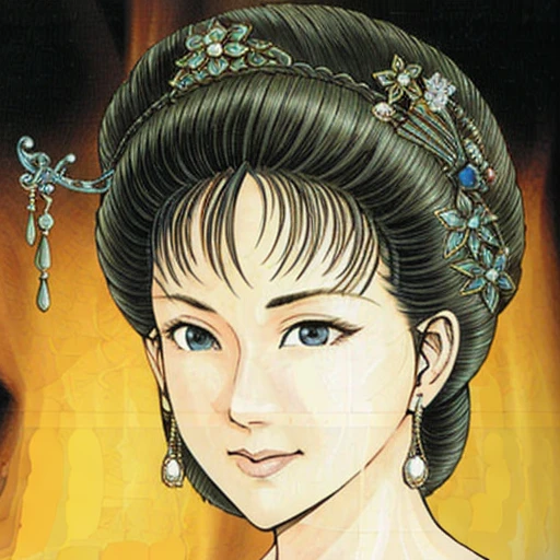 NSFW,perfect face,Suikoden,Lady Lin,Large areola、full nude、full body、dark pubic hair、Cloudy semen overflows from the female genitals、Pubic hair of the same color as the hair、messy hair、Traditional Chinese House