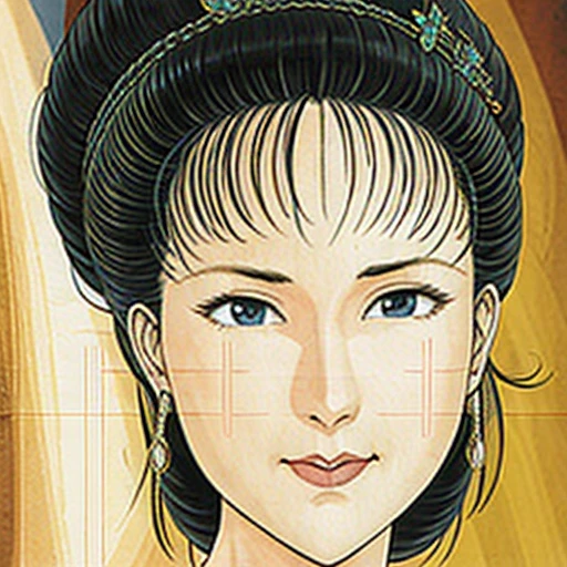 NSFW,perfect face,Suikoden,Lady Lin,Large areola,full nude,full body,dark pubic hair,Pubic hair of the same color as the hair,messy hair,Traditional Chinese House