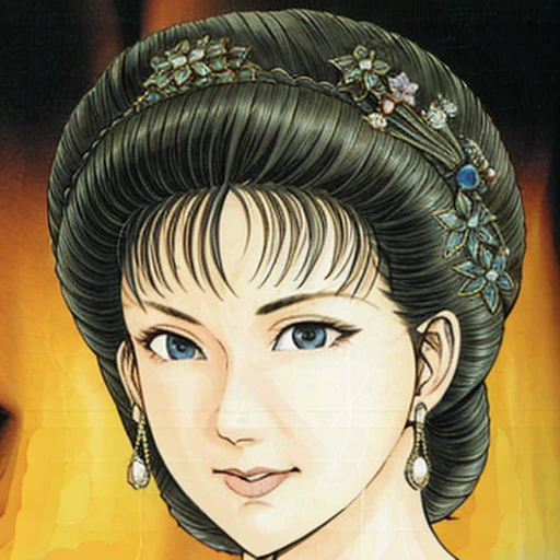 NSFW,perfect face,Suikoden,Lady Lin,Large areola,full nude,full body,dark pubic hair,Pubic hair of the same color as the hair,messy hair,Traditional Chinese House