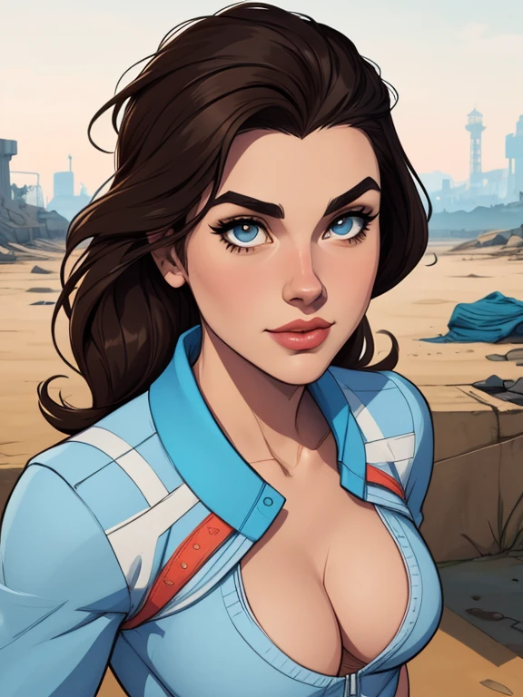 estilo de desenho animado:1.2), mulher brasileira draw ART Artline fundo branco mulher Imagem de desenho animado de uma mulher , roupas sensuais , garota super valente destemida , cartoon style illustration, estilo de arte dos desenhos animados, estilo de arte dos desenhos animados, digital illustration style, design de personagens altamente detalhado, arte digital detalhada fofa, City fan art, design de personagem retrato, beautiful digital illustration, retrato de alta qualidade, arte em quadrinhos, retrato do design do personagem, white background Busty without clothes and medium breasts female character cartoon style dressed in Fallout 4 uniform