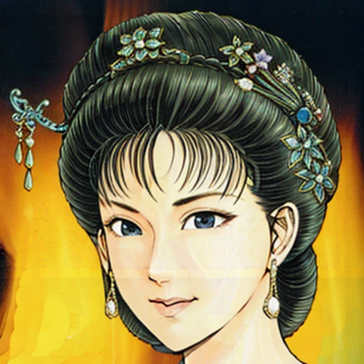 NSFW,perfect face,Suikoden,Lady Lin,Large ??????,full nude,full body,dark pubic hair,Pubic hair of the same color as the hair,messy hair,Traditional Chinese House,Her cheeks are red with embarrassment.