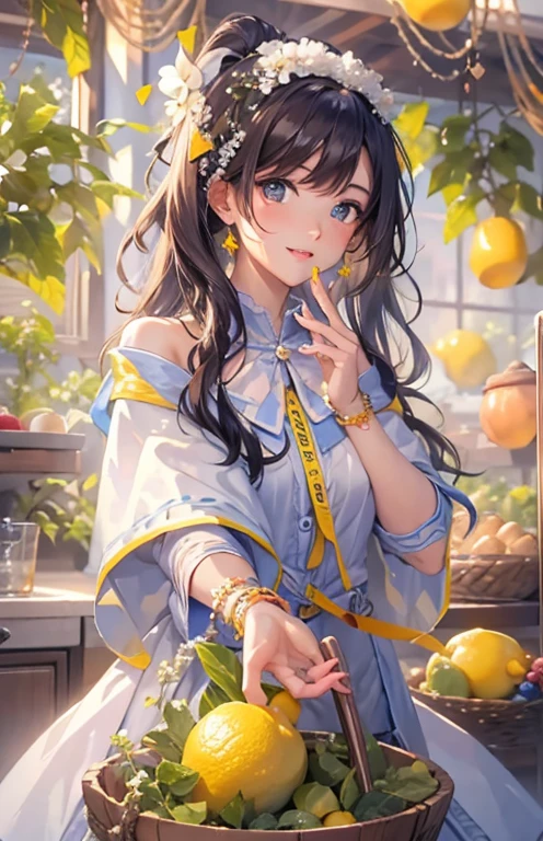 ((highest quality)), ((masterpiece)), (get used to it), perfect face , beautiful girl , lemon ,