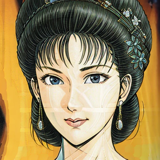 NSFW,perfect face,Suikoden,Lady Lin,Large areola,full_nude,full_body,dark pubic hair,Pubic hair of the same color as the hair,messy hair,Traditional Chinese House,Her cheeks are red with embarrassment.