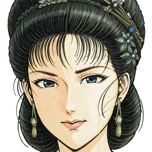 NSFW,perfect face,Suikoden,Lady Lin,Large areola,full_nude,full_body,dark pubic hair,Pubic hair of the same color as the hair,messy hair,Traditional Chinese House,Her cheeks are red with embarrassment.