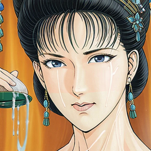 (best quality), (very aesthetic), (ultra-detailed), (best illustration),(a mature female),(perfect face),Suikoden,Mrs. Lin,(((NSFW))),((full_body)),((full_NUDE)),(Woman with pubic hair),surprised,red cheek,sweating,skinny,flushed skin,(standing),traditional Chinese bedroom,