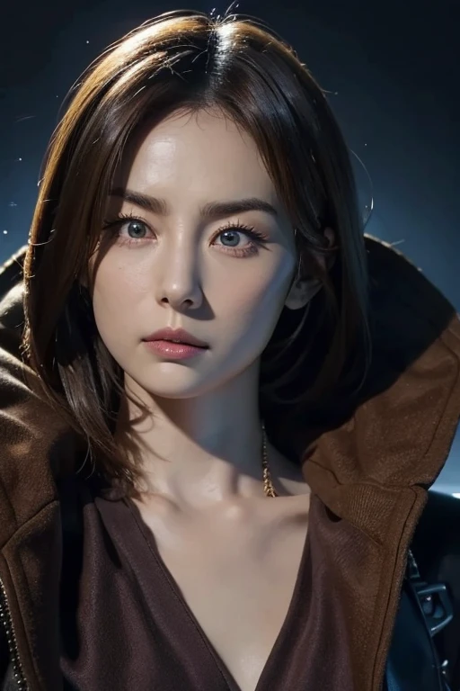 Rough Craft'S Worldから来た女性のエイリアン, highly detailed artistic photography, midnight aura, night sky, Detailed gorgeous face, dream-like, Shine, with backlight, Glamour, Sparkling, (very detailed face and eyes:1.2), (High resolutionの光る赤い目:1.4), perfect anatomy, (A beautiful, toned body:1.5), (moisturized skin:1.2), no makeup, (bear:1.1),(thick eyebrows:1.2), long canines. Smooth, extRa High resolution, 8K, unreal engine 5, Ultra-sharp focus, Art by Alberto Seveso, germ of art, Barbaric, SF, Complex芸術作品の傑作, evil, Matte Movie Poster with Image, golden ratio, Trending on CGsociety, Complex, wonderful, ArtStation Trends, author: germ of art, H. R. Giger and Beksinski, very detailed, Rough Craft'S World, cthulhu, vibration, Draw a movie character, Ultra high quality model, cinematic quality, Detail up, (Complex details:1.2), High resolution, High resolution, draw faithfully, (thick eyebrows:1.2), (Big scarlet eyes:1.3)