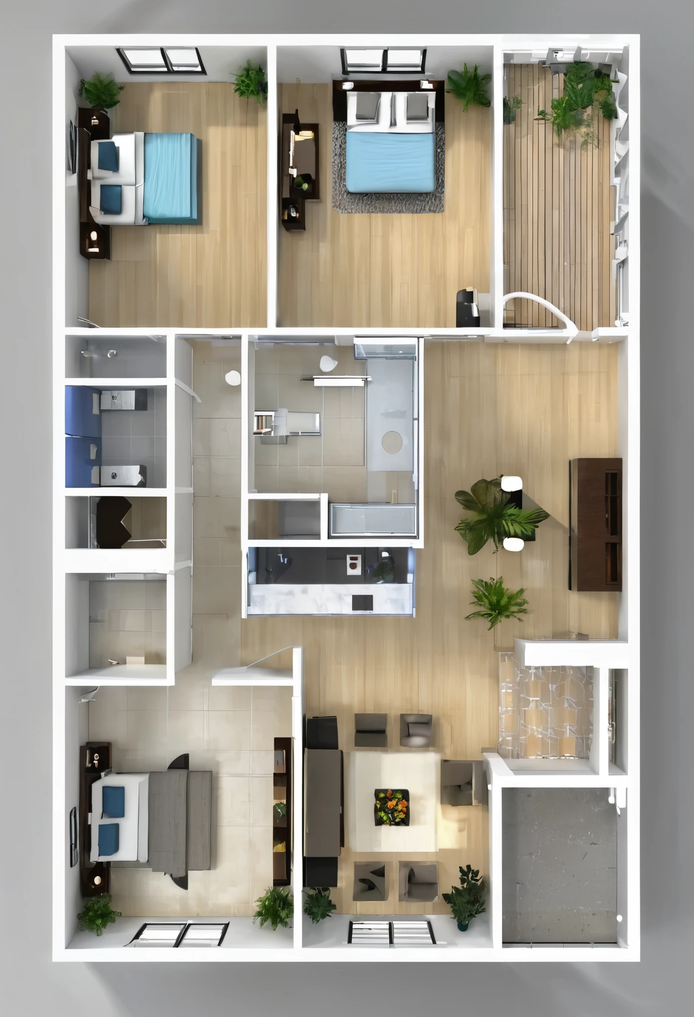 Make me some plans of rooms divided into production areas, zona de refrigerio, zona de computadoras, rest area and lobby