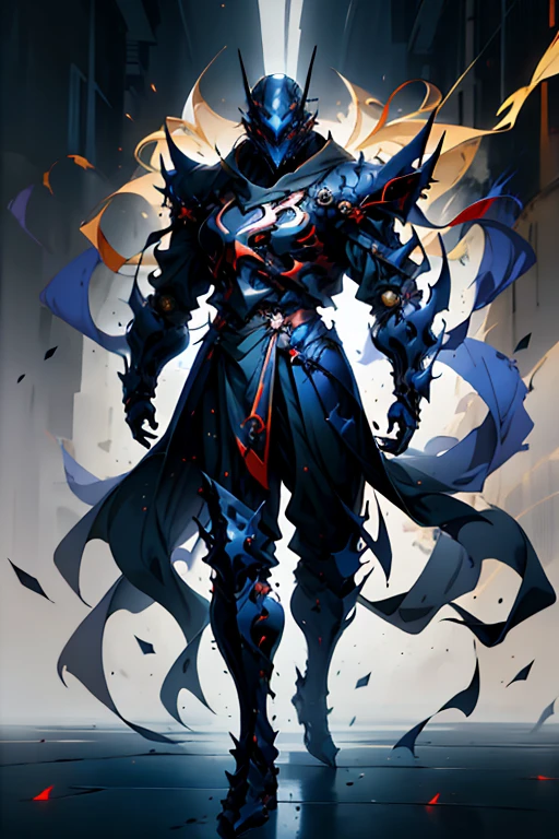 A boy wearing impressive black samurai armor, evoking the elegance and tradition of ancient Japanese warriors. The armor is decorated with red details, which highlight the edges and contours of the pieces, adding a touch of color and sophistication to the set.
At his waist, he carries a red and black technological sword. The hilt is adorned with traditional Japanese engravings, while the blade shines with intense red light, showing its power and unique character.
His samurai armor and technological sword combine ancient and modern, reflecting his skill in battle and his adaptation to current times. His appearance is imposing and mysterious, suggesting that he is a formidable and respected warrior.