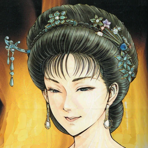 NSFW,perfect face,Suikoden,Lady Lin,Large areola、full nude、full body、dark pubic hair、Cloudy semen overflows from the female genitals、Pubic hair of the same color as the hair、messy hair、mouth open、With eyes closed and panting、sex、Cowgirl、on the bed