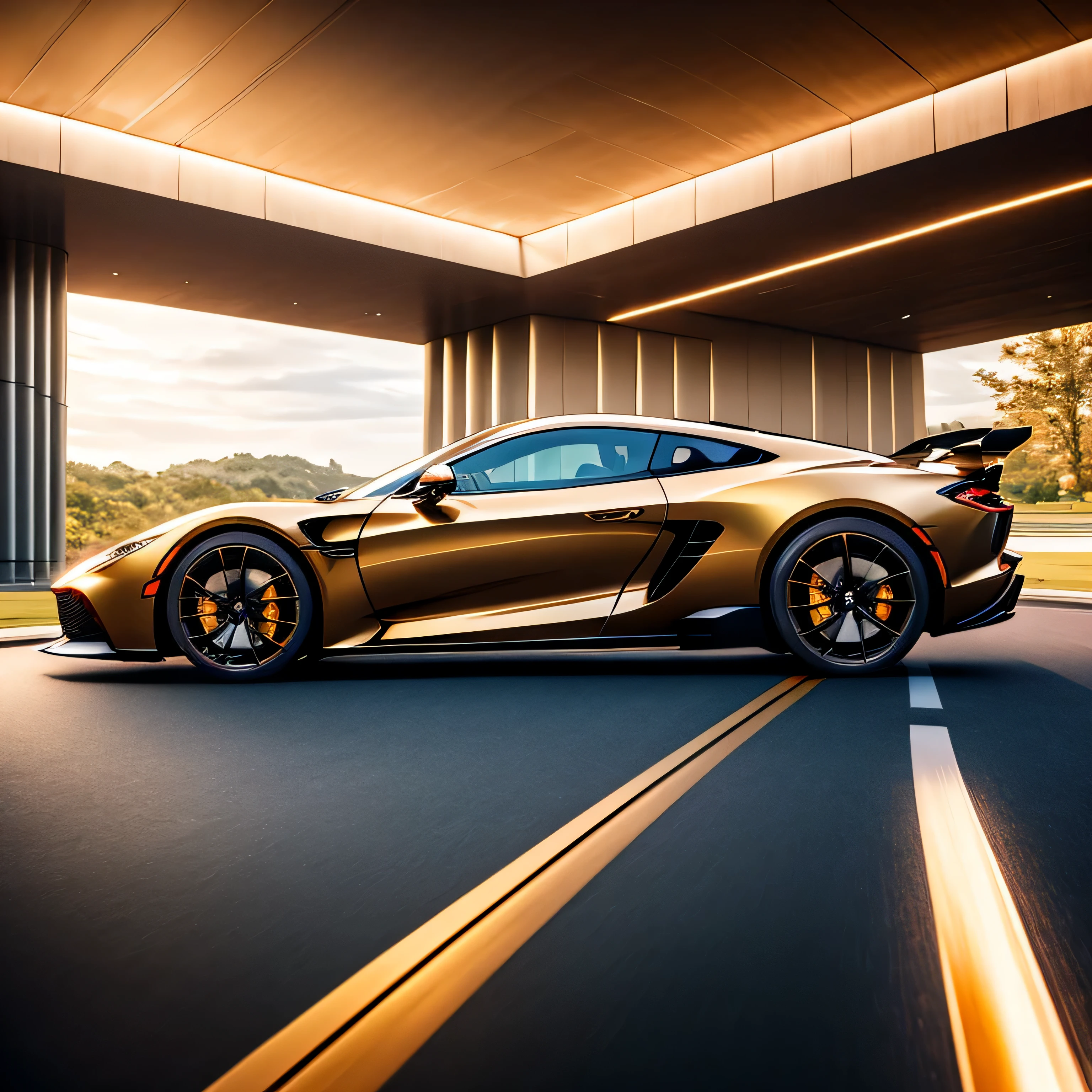 Picture a stunningly beautiful car, sleek and graceful, elegantly gliding along a well-lit track. Its metallic exterior gleams under the soft, warm lighting, reflecting a ripple of shimmering highlights that dance upon its surface. The engine roars with a deep, powerful hum, resonating with the sleek curves and sharp lines that define its aerodynamic design.

The interior exudes luxury and sophistication with refined leather seats, warm wood accents, and advanced control panels. Every detail has been crafted with meticulous attention to detail, from its precision-engineered engine to its sleek, sculpted exterior. The car moves effortlessly around the bend, the wheels
