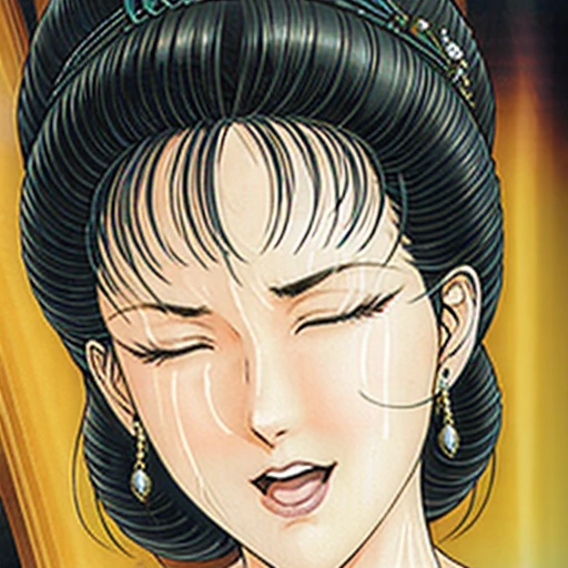 NSFW,perfect face,Suikoden,Lady Lin,Large areola、full nude、full body、dark pubic hair、Cloudy semen overflows from the female genitals、Pubic hair of the same color as the hair、messy hair、With eyes closed and panting