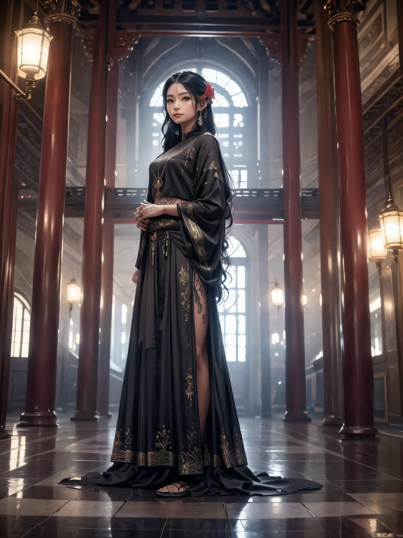 Uma antiga beleza chinesa, temperamento encantador, long flowing skirt, rosto claro, Olhos lindos, osmanthus ao redor, obra-prima proporcional de estrutura corporal perfeita, super detalhado, epic composition, arte de tatuagem colorida, nova arte de tatuagem tradicional, Desenho de tatuagem SD, arte de tatuagem colorida, mysterious warm and friendly atmosphere, pintura hiper-realista, super HD, alta qualidade, Mais alta qualidade, 32k --v 6