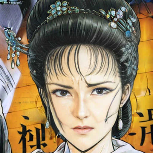 NSFW、perfect face、Lady Lin、Suikoden、nude、big 、フルnude、full body、big areola、Pubic hair of the same color as the hair、messy hair、sweating、after being raped、Are crying、scared face、