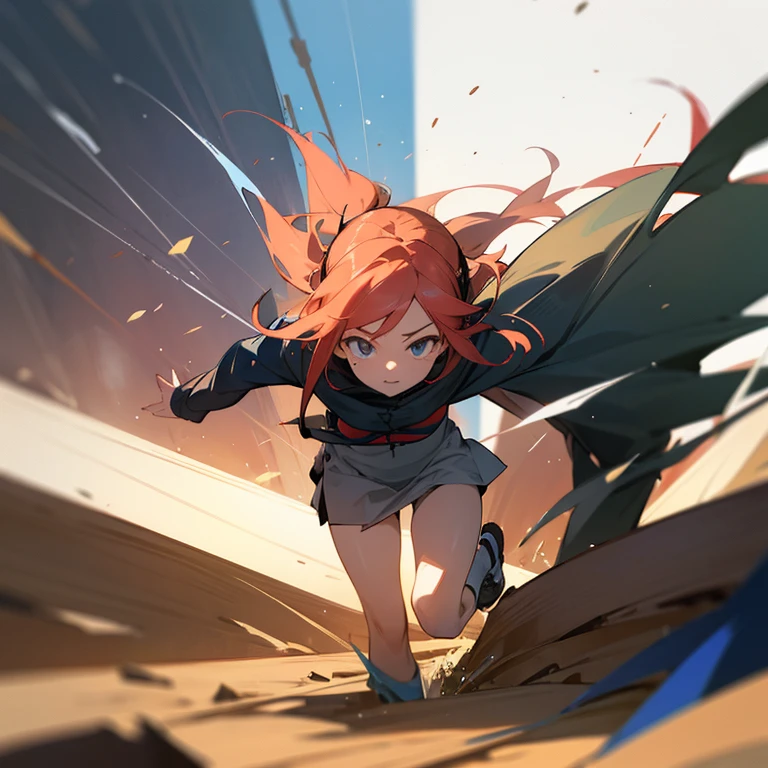 anime girl running away to an earthquake