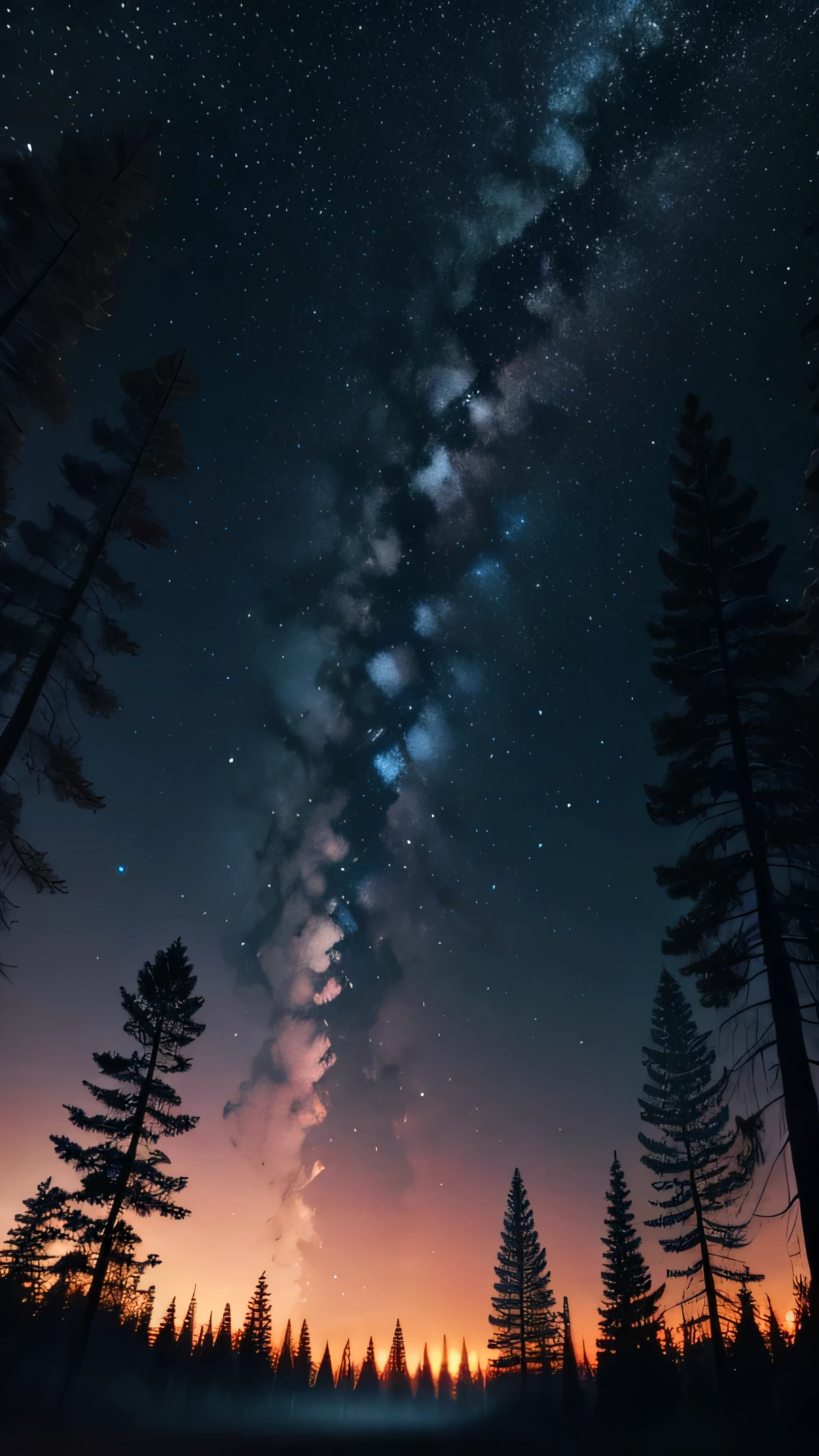 Bennington triangle, forest, night sky, 8k