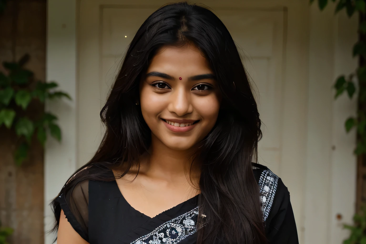 A beautiful Indian girl cute smile wearing black 