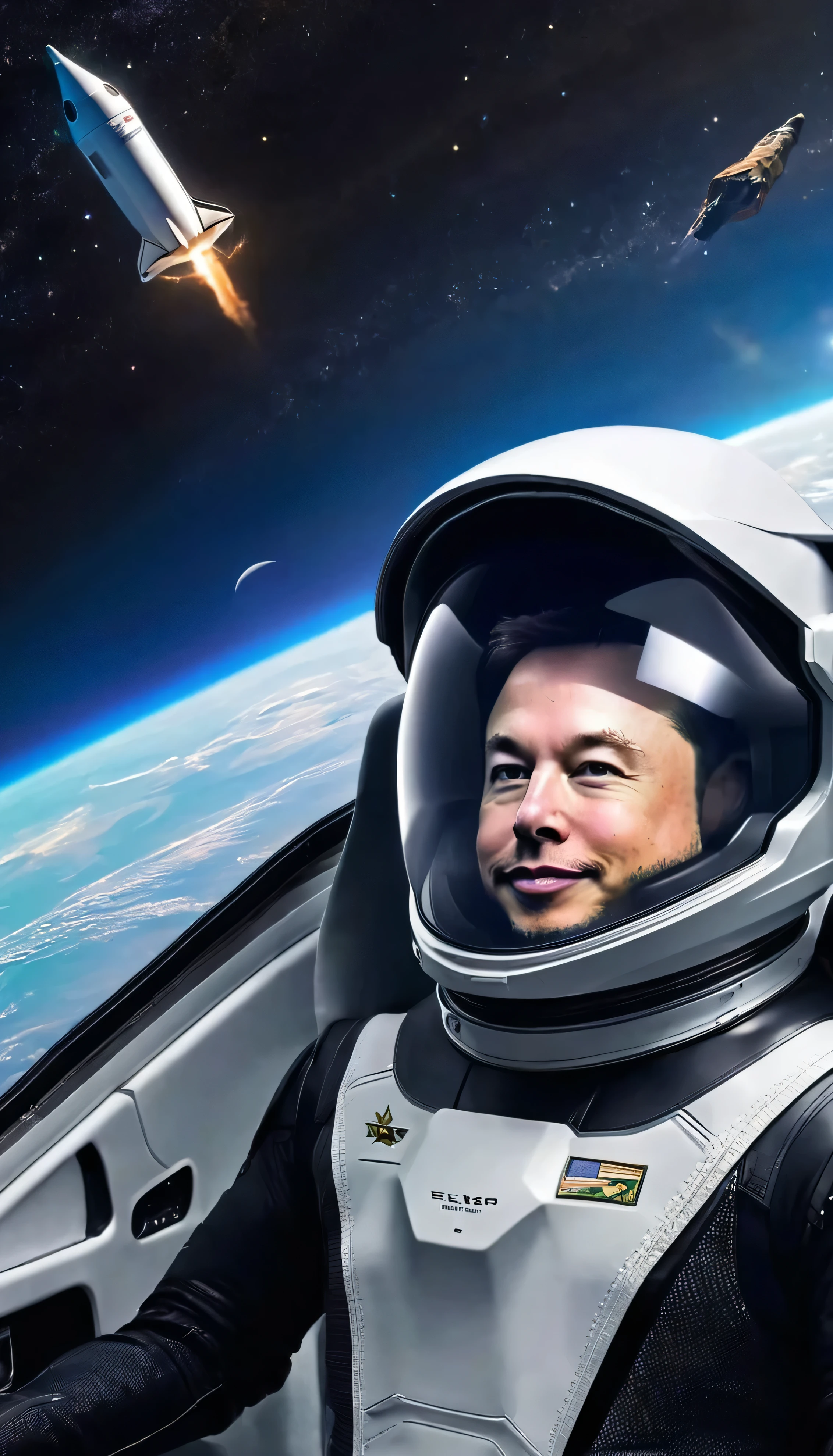 Elon mask ki ek acchi si picture generate karo jiske piche ka background mein space x likha hoga aur starship banaa hua hoga aur background bahut hi achcha hona chahie