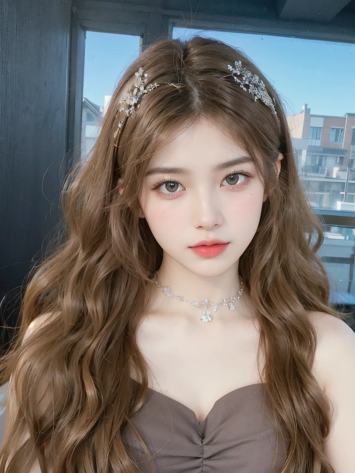 1 girl, (looking at the audience:1.2), 细节Face,, Atmospheric, (original photo, best quality), (actual, photo-actual:1.3), masterpiece, extremely delicate and beautiful, Very detailed,facing the camera,long curly brown hair,Long curly hairstyle,long flowing hair,Very curly hair,Photorealism,masterpiece,best quality,high quality,fine details,Clear focus,4 k,1girl, 1 girl,美丽的Face, Face, Divine goddess, ultra high resolution,(Realism:1.4),(beautiful girl:1.4),(Urzang-6500-v1.1:0.3)