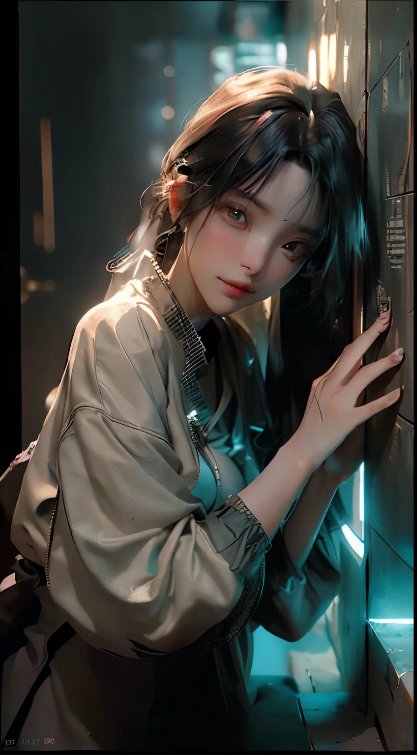 ((Best quality)), ((masterpiece)), (detailed:1.4), 3D, an image of a beautiful cyberpunk female,HDR (High Dynamic Range),Ray Tracing,NVIDIA RTX,Super-Resolution,Unreal 5,Subsurface scattering,PBR Texturing,Post-processing,Anisotropic Filtering,Depth-of-field,Maximum clarity and sharpness,Multi-layered textures,Albedo and Specular maps,Surface shading,Accurate simulation of light-material interaction,Perfect proportions,Octane Render,Two-tone lighting,Wide aperture,Low ISO,White balance,Rule of thirds,8K RAW,