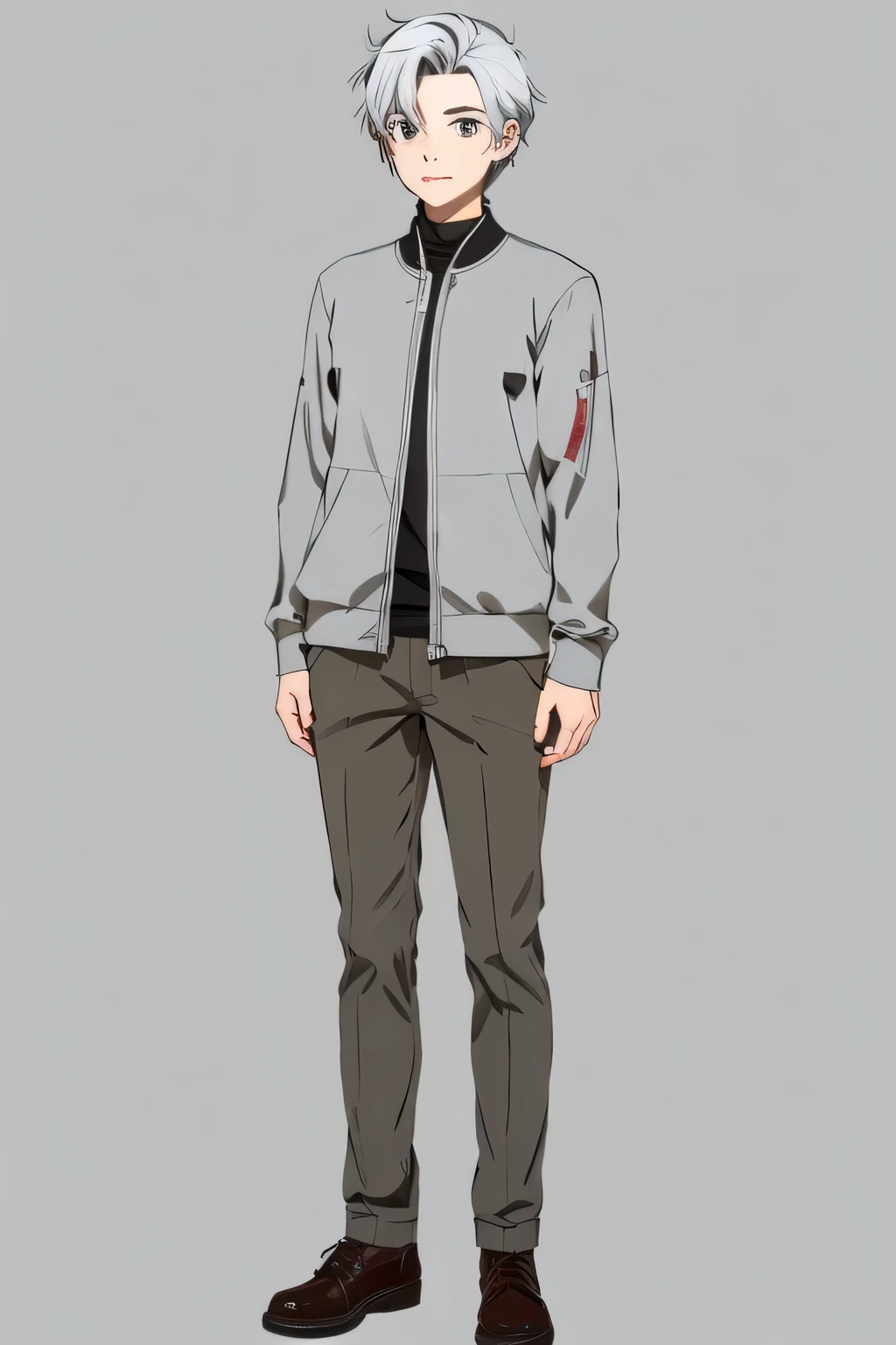 young,handsome man,anime,An illustration,cool,gray hair,whole body,Are standing,big eyes,cute