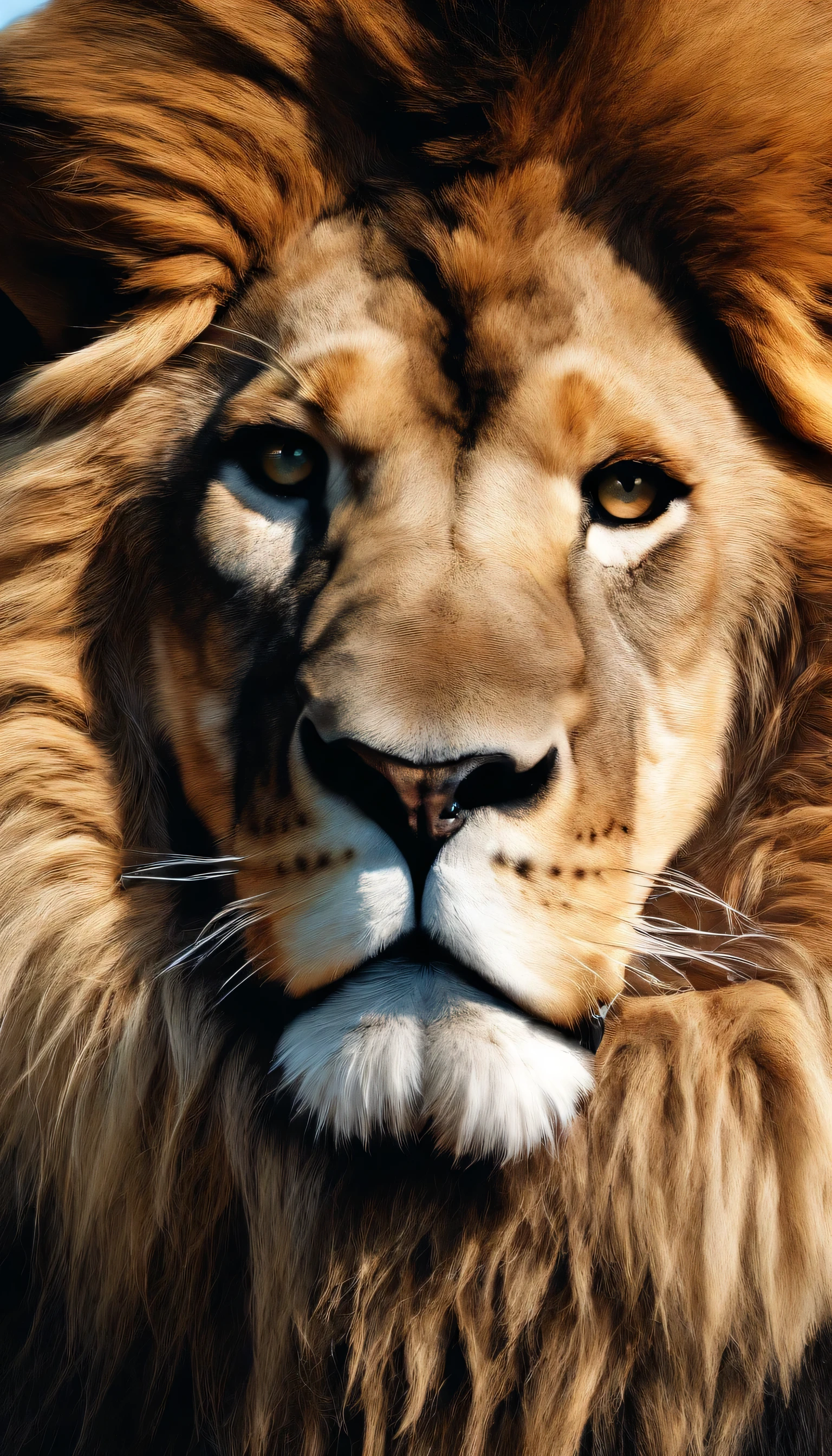 Generates a hyper realistic lion photograph was taken in the African safana on a summer afternoon.sol. escaldante