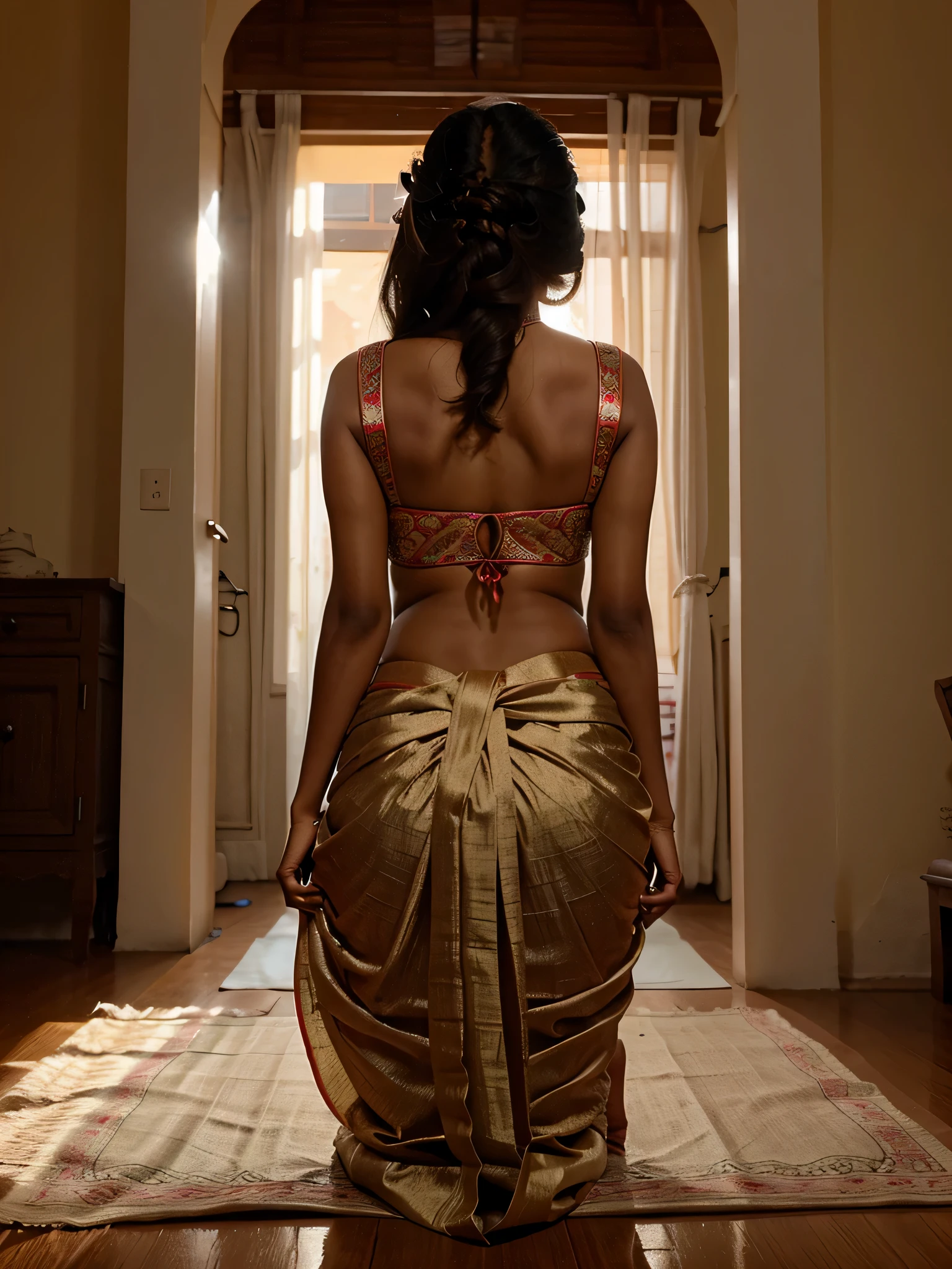 An indian woman of age 40 showing her naked ass