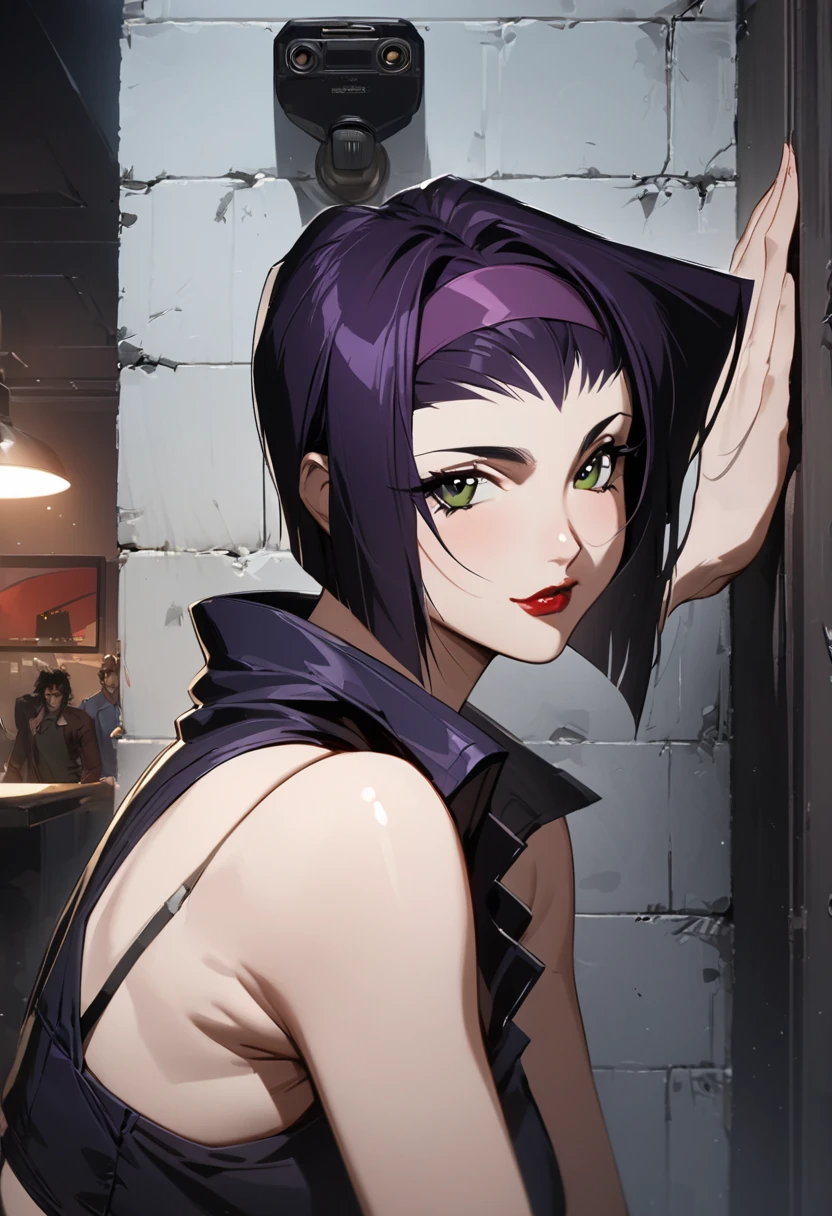 centered image, general shot, ((Cowboy Bebop:1.5, Faye Valentine, Vicious, Criminal Photo:1.6, image of a wall with police height measurements for criminals:1.5)), Full Shot , long shot: 1.4, Unreal Engine: 1.4, Ultra Realistic, Photorealistic CG K: 1.4, Skin Texture: 1.4, Masterpiece: 1.4, 32k.