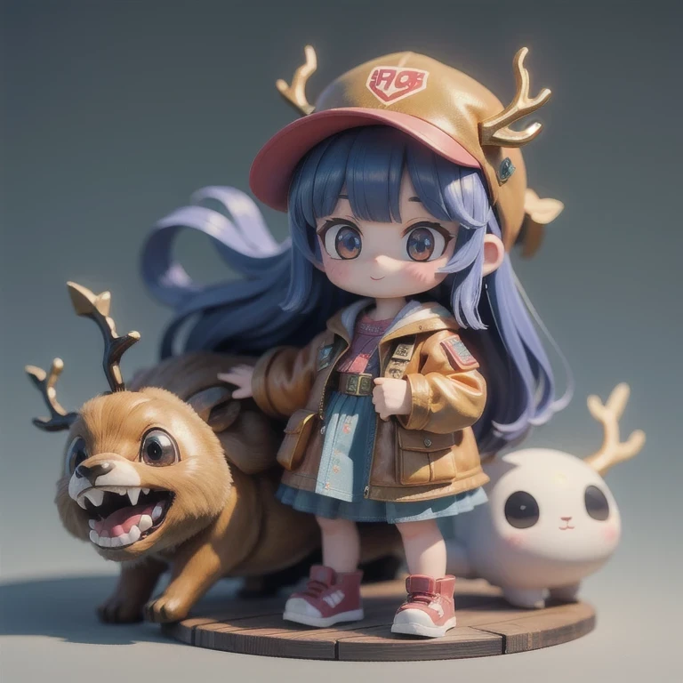 (masterpiece, best quality:1.2), 1girl, ((masterpiece, highest quality, Highest image quality, High resolution, photorealistic, Raw photo, 8K)), Retro Game, Nintendo, SEGA, Namco, Cyberpunk 1:25 miniatures，illustration，Side viewing angle，（（Side viewing angle）），Wear gold wire-rimmed reflective sunglasses，Carry future weapons，very happy，Side viewing angle，whole body，three-dimensional，octane rendering，Perfect face，Collagen texture((flowing hair))（（Elunchun Deer Antler Hat））