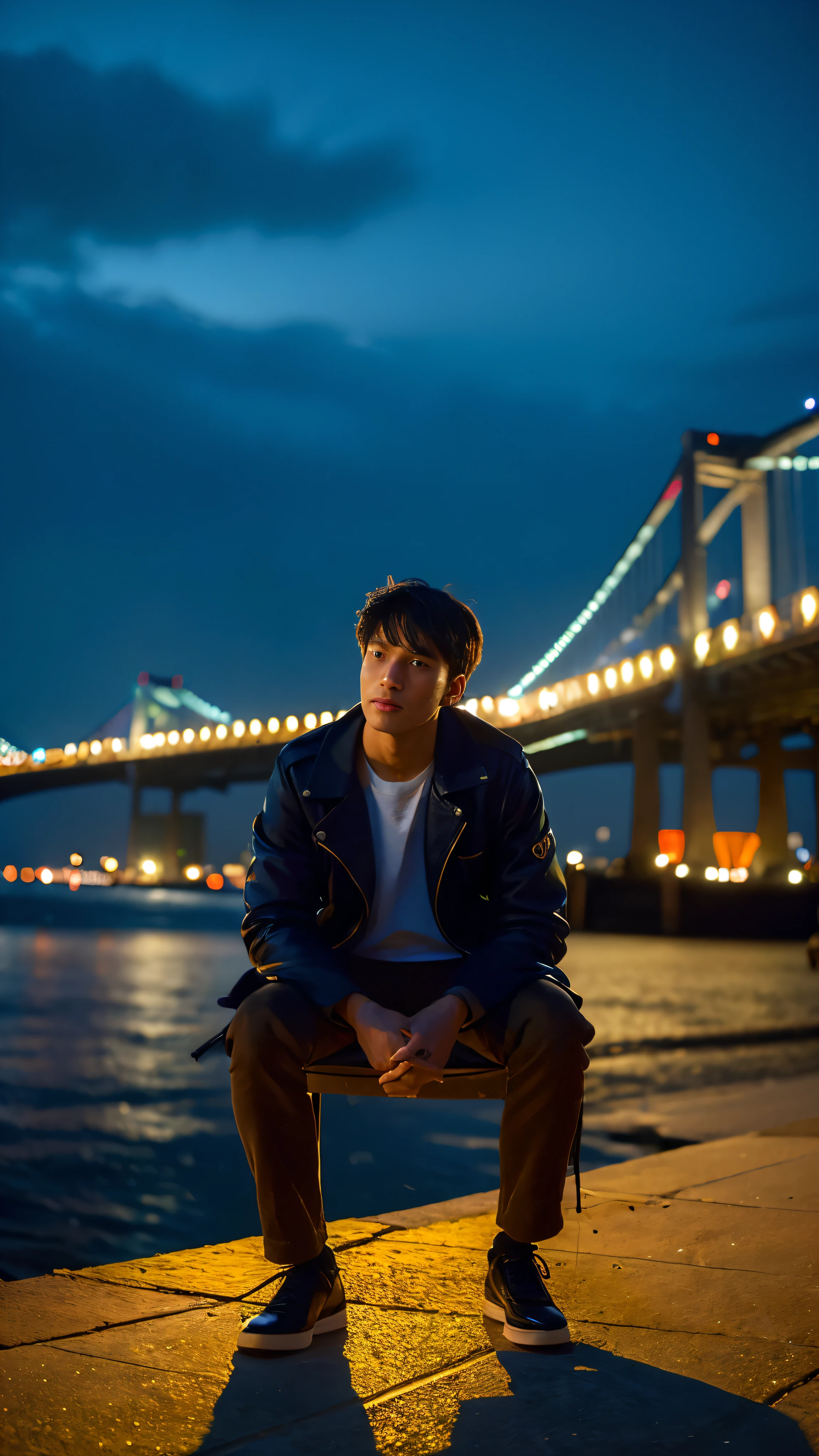 ((Ultra realistic: 1.5), Best quality: 1.5, Night scene: 1.2, Hansom man sitting on a bench in the park: 1.1, (City lights and moonlight: 1.3), 8k resolution: 1.1, Max result: 1.2, Fujifilm XT3: 1.1, Award-winning photograph: 1.4, (Night4k: 1.1), Photographed on a Kodak film: 1.2,
Masterpiece: 1.4, (Photorealistic: 1.4), Detailed skin texture: