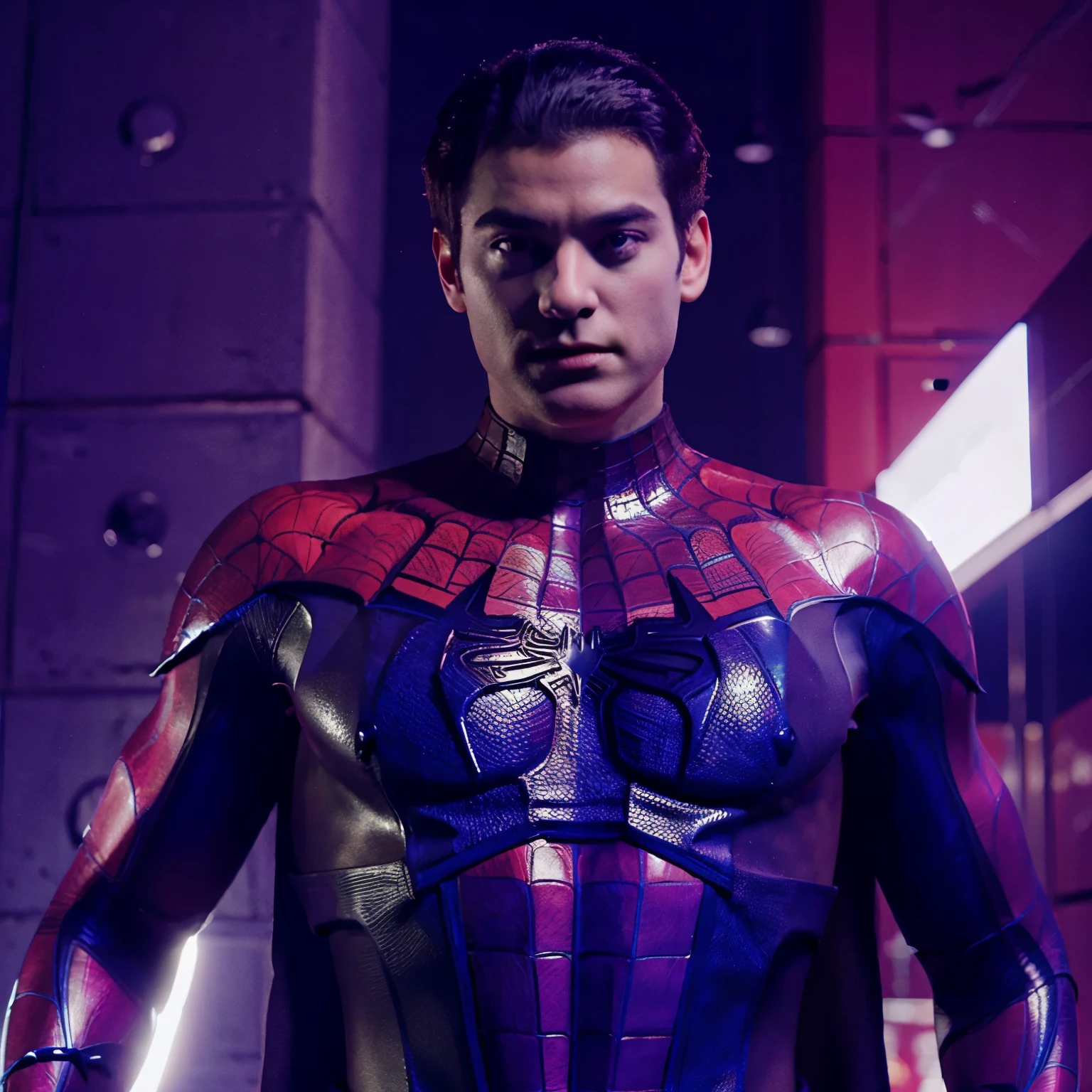 Spider-Man fused with Batman and extraterrestrial details