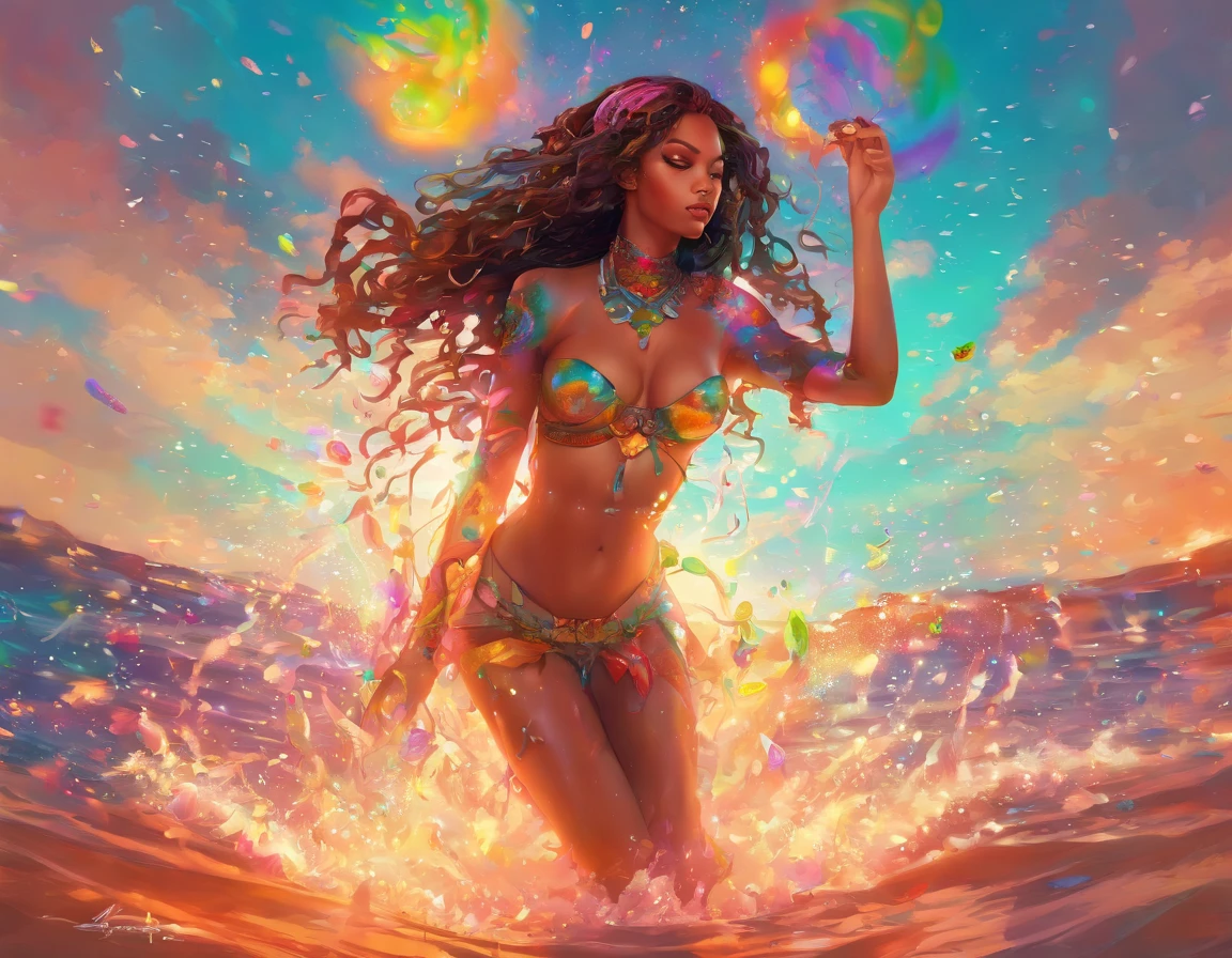 realistic,black woman, 1girl, blackgirl,white with a touch of pink hair, purple eyes, glowing eyes, crop top, skirt, parted lips, blush, night, flowers, sun, sunlight,Altas Resoluciones, HDR, Enfoque en solitario, dynamic lighting, Volumatic lighting, Altamente detallado, Crisp Details, sharp focus, Kinematic, majestuoso, Perfect anatomy, 1girl, blackgirl,ciborg, Pelo largo negro, flequillo contundente, ojos perfectos, Cara perfecta, delineador, maquillaje, senos grandes, cintura delgada, caderas anchas, (Cameltoe:1.2), pubic hair, muslos gruesos,open transparent T-shirt, Mandala and flower tattoos, Best Quality , naked girl, visible beautiful pubic area, pink pesons, small breasts in sight, tattoos on the naked body, old floating clock, lamp, lantern , skin wet with water, open legs,multicolored sea waves, full body, sea goddess rising from water and waves,, beautiful girl closeup view,, Belinda, blonde brown hair, dappled sunlight, luminescent glow orange cyan liquid lamp, liquid splash art, sky with storm and a psychedelic nebula silhouette, tribal, wide angle shot, red, green, brown, luminescent glow colors liquid, digital painting, by Koos Roos art, sharp focus, studio shot, intricate detail, effect splash, small bubbles floating, highly detailed, sharp focus, studio shot, intricate detail, highly detailed, by Koos Roos, multicolored ocean, psychedelic moving waves, long hair fused into multicolored sea waves, light lantern, lamp and antique clock,water-soaked skin and clothing, mujer desnuda, nalgas grandes, dama desnuda,magical dimensional portal, beautiful girl in the foreground, well-detailed perfect female body, sexy pose, provocative pose,naked girl, visible beautiful pubic area, pink pesons, small breasts in sight, tattoos on the naked body,woman beautiful buttocks crouching back view,