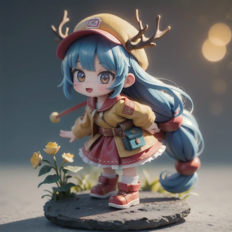 (masterpiece, best quality:1.2), 1girl, ((masterpiece, highest quality, Highest image quality, High resolution, photorealistic, Raw photo, 8K)), Retro Game, Nintendo, SEGA, Namco, Cyberpunk 1:25 miniatures,illustration,Side viewing angle,((Side viewing angle)),Wear gold wire-rimmed reflective sunglasses,Carry future weapons,very happy,Side viewing angle,whole body,three-dimensional,octane rendering,Perfect face,Collagen texture((flowing hair))((Elunchun Deer Antler Hat))