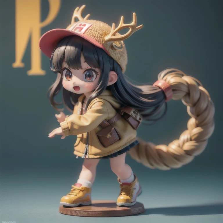 (masterpiece, best quality:1.2), 1girl, ((masterpiece, highest quality, Highest image quality, High resolution, photorealistic, Raw photo, 8K)), Retro Game, Nintendo, SEGA, Namco, Cyberpunk 1:25 miniatures,illustration,Side viewing angle,((Side viewing angle)),Wear gold wire-rimmed reflective sunglasses,Carry future weapons,very happy,Side viewing angle,whole body,three-dimensional,octane rendering,Perfect face,Collagen texture((flowing hair))((Elunchun Deer Antler Hat))