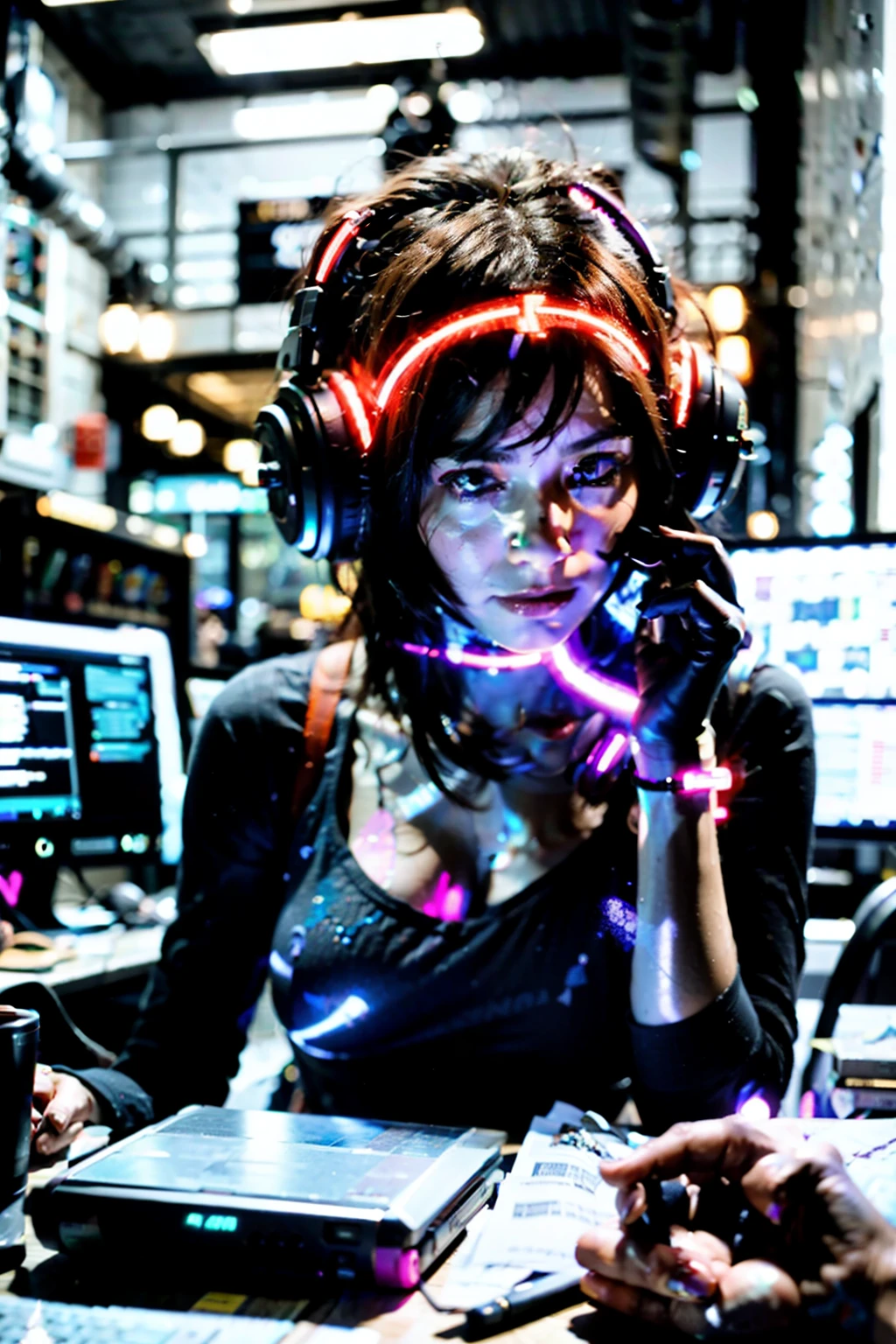 /imagine prompt: 2d, personality: In a futuristic city, illustrate a scene of a young programmer named Alice working diligently on her computer. Show her focused expression as she creates an advanced artificial intelligence named Ava. unreal engine, hyper real --q 2 --v 5.2 --ar 16:9