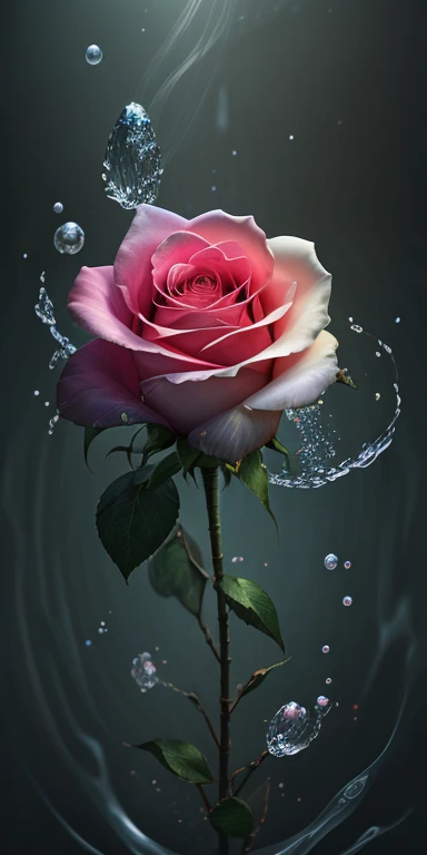 highest quality, super detailed, "赤いRoseの花+poison+universeに浮かぶ" ,ultra wide angle,accent lighting,volume lighting, (detailed light),((非常に繊細で美New)),HDR、Rose、赤いRose、Petals fluttering、art、Glowing water droplets、Drops of water on the petals、A masterpiece of transparent painting、universe、poison々New、