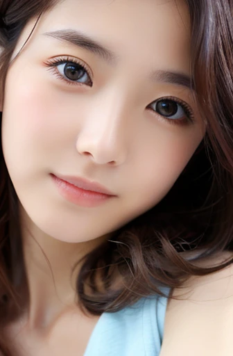 (((32ｋ,high details,high detail、masterpiece,attention to detail,alone))),Raw photo & realistic atmosphere,beautiful dark blue eyes,detailed mouth,glossy lips,thin eyebrows,fine eyes、Soft white skin that shines in every detail、sheの深い黒色の目はとても美しいです,Lip details、very beautiful face,very well-groomed face、lifelike face,Beautiful, shining lips,beautiful eyebrows,infinite reality, Realistic young gravure idol,she&#39;she&#39;she&#39;she&#39;she&#39;very cute woman , young gravure idol, young gravure idol, とても美しくてかわいいBeautiful 21 year old girl,Incredibly beautiful and elegant，Beautiful 21 year old girl,natural soft light,（shiny hair,,Beautiful and kind eyes：1.5）,gentle smile,well-shaped chest,medium long hair,Tying up hair,Beautiful posture,no makeup,look ahead,
