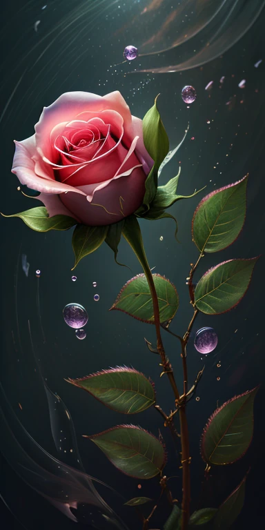 highest quality, super detailed, "赤いRoseの花+Crescent Moon+night sky" ,ultra wide angle,accent lighting,volume lighting, (detailed light),((非常に繊細で美New)),HDR、Rose、赤いRose、Petals fluttering、art、Glowing water droplets、Drops of water on the petals、A masterpiece of transparent painting、universe、poison々New、